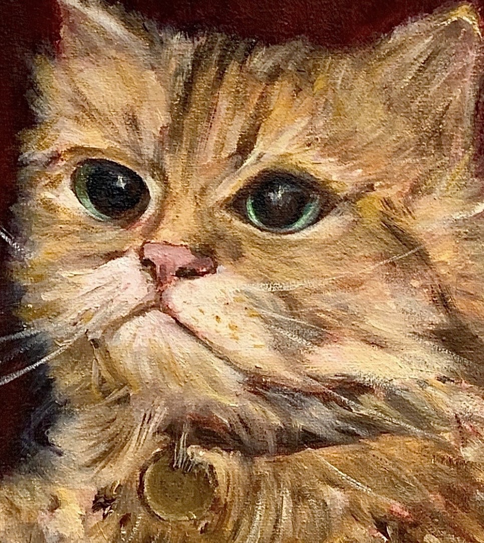 Detail of Cat Mars by Marina Stognieva — oil painting texture and details